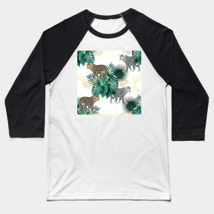 Modern leopard and tropical leaves design Baseball T-Shirt